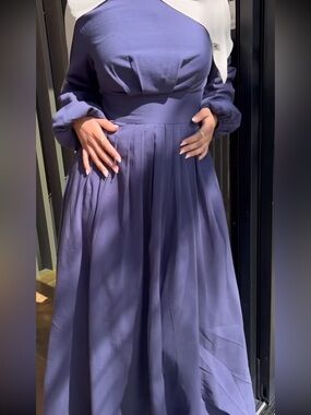 Veiled Pleated Maxi Dress